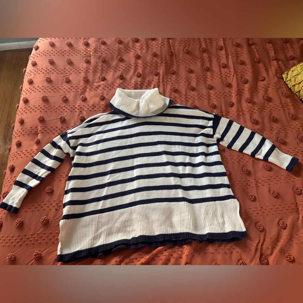 LOFT Navy and White Striped Sweater